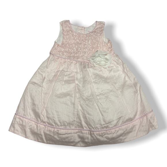 Janie & Jack Girls Dress Size 6-12 Mo Spring Splendor Smocked Striped Pink White - Picture 1 of 3